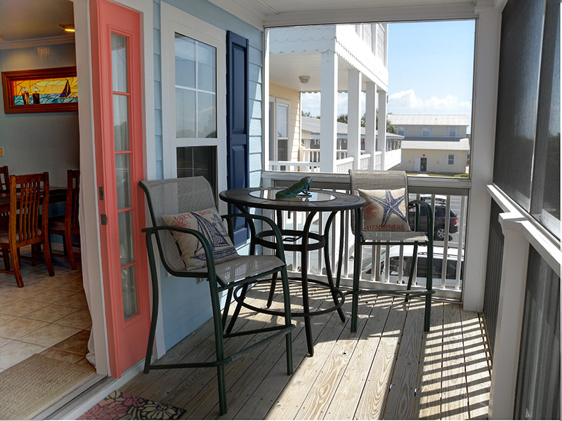 view from the private screened-in balcony